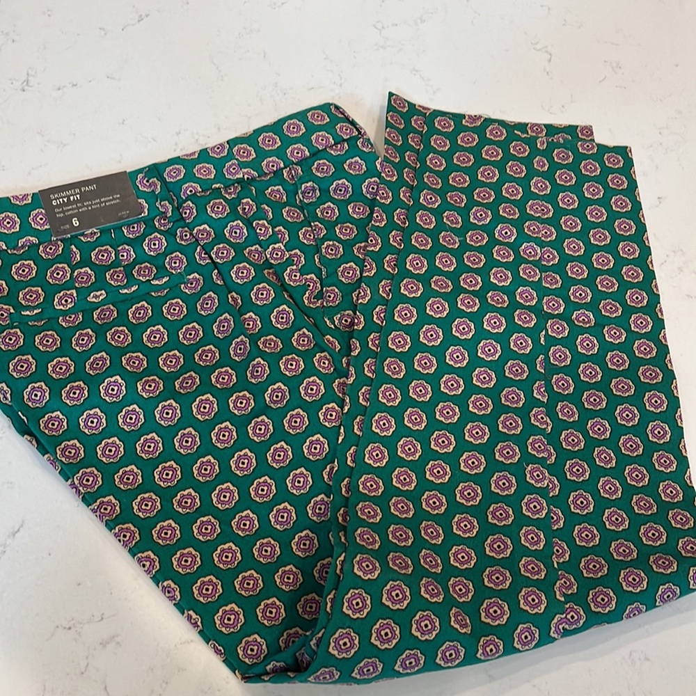 J. Crew green skimmer pant NWT